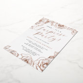 Invitation En Aluminium Fête surprise Rose Gold Script Rose (Rotation)