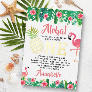 Invitation En Aluminium Fête Tropicale d'Été de plage Luau Filles 1er Anni