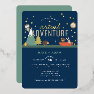 Invitation En Aluminium Fête Virtuelle de Bébé Garçon Aventure en Forêt
