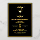 Invitation En Aluminium Fêtes de Noël Black Gold (Recto)