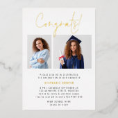 Invitation En Aluminium Fêtes Modernes Graduation 2024 2 Photos Or Réel (Recto)
