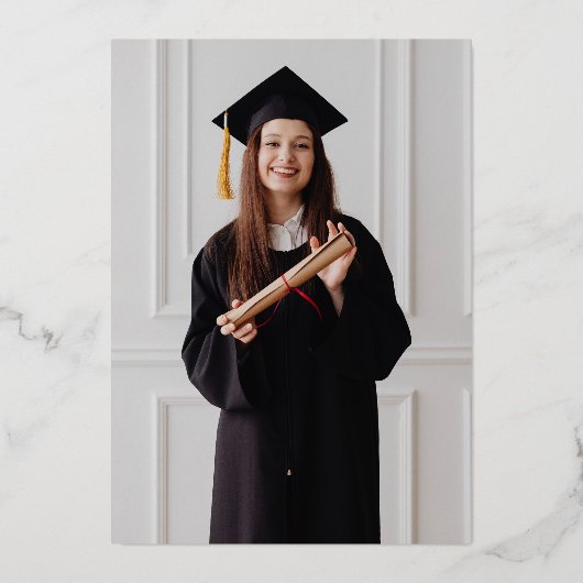 Invitation En Aluminium Fêtez le Grad Script Photo Graduation Party (Verso)