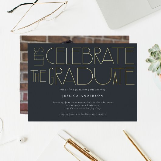 Invitation En Aluminium Fêtons la Graduate 2023 Bold Graduation