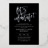 Invitation En Aluminium Fêtons l'anniversaire de l'argent noir moderne (Recto)