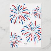 Invitation En Aluminium Feu d'artifice festif Fête du 14 juillet en or rée (Verso)