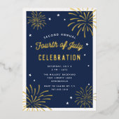Invitation En Aluminium Feu d'or Parti du 4 juillet (Recto)