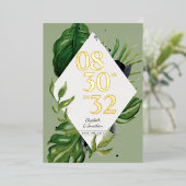 Invitation En Aluminium Feuillage de jungle tropicale vert moderne enregis (Debout devant)