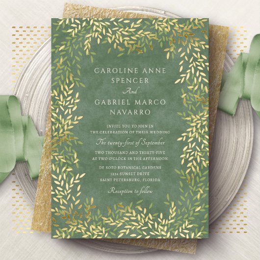 Invitation En Aluminium Feuillage de printemps et d'été Feuilles Vertes Ma