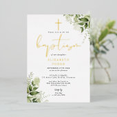 Invitation En Aluminium Feuillage de verdure rustique élégant monogramme b (Debout devant)