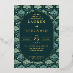 Invitation En Aluminium Feuille botanique marine sophistiquée
