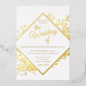 Invitation En Aluminium Feuille classique blanc et or (Recto)