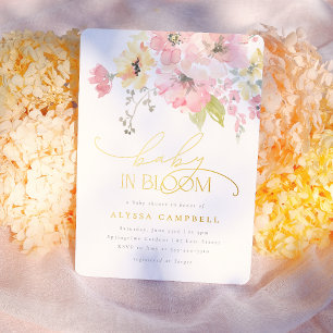 Invitation En Aluminium Feuille d'aluminium   Bébé en Fleur Baby shower fl