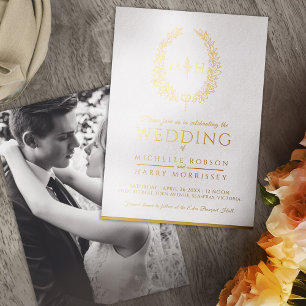 Invitation En Aluminium Feuille d'art de ligne ovale mariage feuille d'or