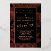 Invitation En Aluminium Feuille d'automne en feuille métallique modèle mod (Recto)