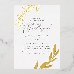 Invitation En Aluminium Feuille de feuille d'or pressée suprêmement élégan