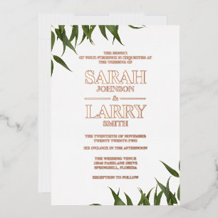 Invitation En Aluminium Feuille de gomme et élégant or mariage traditionne
