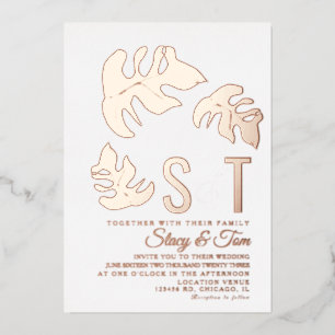 Invitation En Aluminium Feuille de Monstera de mariage pressée en ligne
