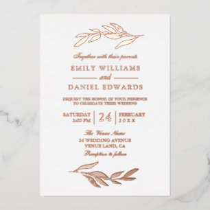 Invitation En Aluminium Feuille de papier d'aluminium rose or élégant Mari