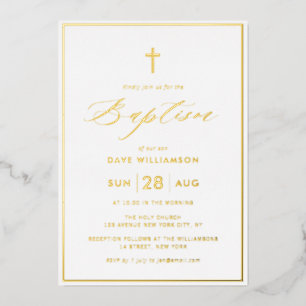 Invitation En Aluminium feuille de première communion or simple et élégant