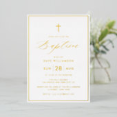 Invitation En Aluminium feuille de première communion or simple et élégant (Debout devant)