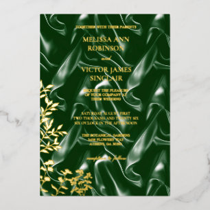 Invitation En Aluminium Feuille de soie vert émeraude
