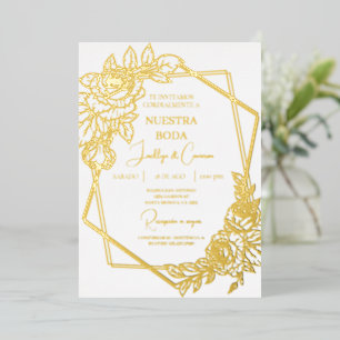 Invitation En Aluminium Feuille d'or Mariage espagnol
