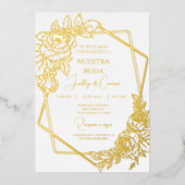 Invitation En Aluminium Feuille d'or Mariage espagnol (Recto)