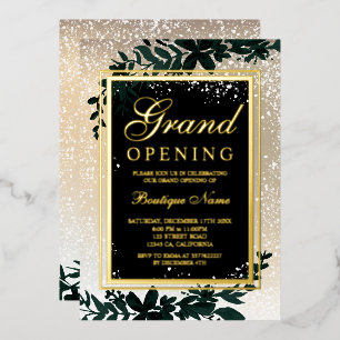 Invitation En Aluminium feuille d'or neige élégante Noël ouverture grandio
