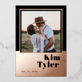 Invitation En Aluminium feuille d'or rose mariage photo moderne enregistre (Recto)