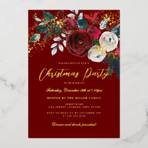 Invitation En Aluminium Feuille dorée scintillante Jolly Noël Fête