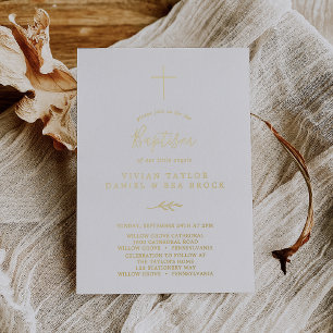 Invitation En Aluminium Feuille minimale Baptême or 2 ou 3 personnes en