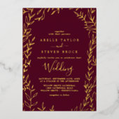 Invitation En Aluminium Feuille minimale | Gold Foil Bourgogne Mariage de  (Recto)