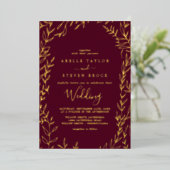 Invitation En Aluminium Feuille minimale | Gold Foil Bourgogne Mariage de  (Debout devant)