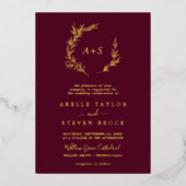 Invitation En Aluminium Feuille minimale | Gold Foil Bourgogne Mariage Mon (Recto)