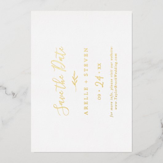 Invitation En Aluminium Feuille minimale | Gold Foil Horizontal Enregistre (Recto)