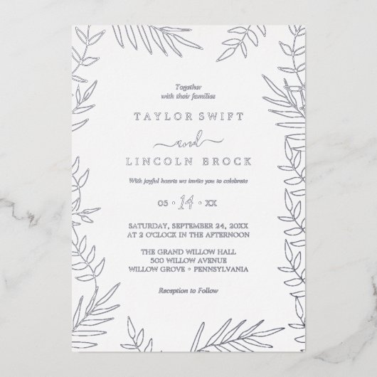 Invitation En Aluminium Feuille minimale | Mariage de cadre à huile d'arge (Recto)