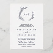 Invitation En Aluminium Feuille minimale | Mariage de monogramme officiel  (Recto)