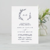 Invitation En Aluminium Feuille minimale | Mariage de monogramme officiel  (Debout devant)