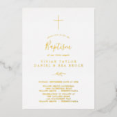 Invitation En Aluminium Feuille minimale | Pile d'or 2 ou 3 personnes Bapt (Recto)