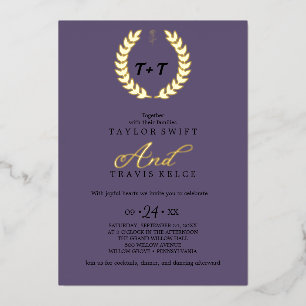 Invitation En Aluminium Feuille minimale   Purple & Gold Foil All-in-One