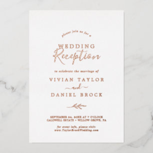 Invitation En Aluminium Feuille minimale Réception de mariage à feuille
