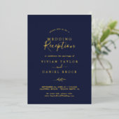 Invitation En Aluminium Feuille minimale | Réception de mariage Gold Foil  (Debout devant)