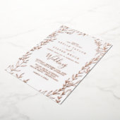 Invitation En Aluminium Feuille minimale | Rose Mariage de trames d'huile  (Rotation)