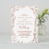 Invitation En Aluminium Feuille minimale | Rose Mariage de trames d'huile  (Debout devant)