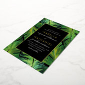 Invitation En Aluminium Feuille moderne Black & Green Tropical Mariage (Rotation)
