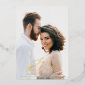 Invitation En Aluminium feuille photo élégant script aquarelle botanique (Recto)