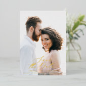 Invitation En Aluminium feuille photo élégant script aquarelle botanique (Debout devant)