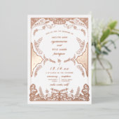 Invitation En Aluminium Feuille tourbillonnant Mariage lunaire Rose or (Debout devant)