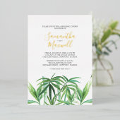Invitation En Aluminium Feuille tropicale Aquarelle Mariage Foil Invitatio (Debout devant)