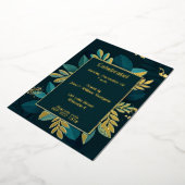 Invitation En Aluminium Feuille vert profond Doré (Rotation)